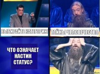 Выбирайте категорию Тайны человечества Что означает Настин статус?