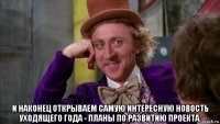  и наконец открываем самую интересную новость уходящего года - планы по развитию проекта.