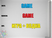 Game Game ИГРА + ВОДКА