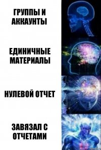 Группы и аккаунты Единичные материалы Нулевой отчет Завязал с отчетами