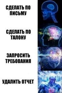 сделать по письму сделать по талону запросить требования удалить отчет