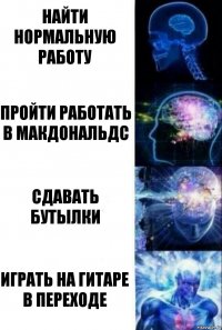 Найти нормальную работу Пройти работать в Макдональдс Сдавать бутылки Играть на гитаре в переходе