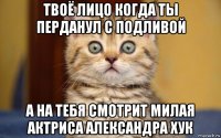 твоё лицо когда ты перданул с подливой а на тебя смотрит милая актриса александра хук