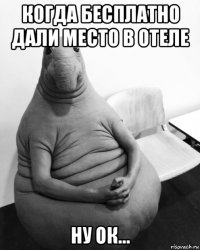 когда бесплатно дали место в отеле ну ок...