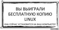 вы выиграли бесплатную копию linux она сейчас установится на ваш компьютер