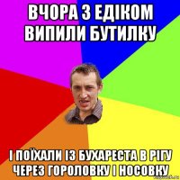 вчора з едіком випили бутилку і поїхали із бухареста в рігу через гороловку і носовку