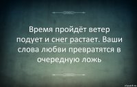 Время пройдёт ветер подует и снег растает. Ваши слова любви превратятся в очередную ложь