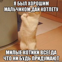 я был хорошим мальчиком,дай котлету милые котики всегда что ни будь придумают