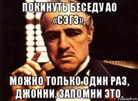 покинуть беседу ао «сэгз», можно только один раз, джонни. запомни это.