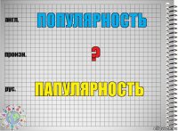 популярность ? папулярность