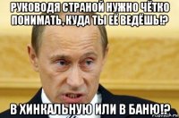 руководя страной нужно чётко понимать, куда ты её ведёшь!? в хинкальную или в баню!?