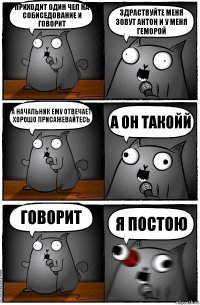 приходит один чел на собиседование и говорит здраствуйте меня зовут антон и у меня геморой а начальник ему отвечает хорошо присажевайтесь а он такойй говорит я постою