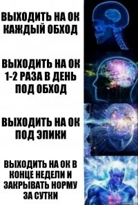 Выходить на ОК каждый обход Выходить на ОК 1-2 раза в день под обход Выходить на ОК под эпики Выходить на ОК в конце недели и закрывать норму за сутки