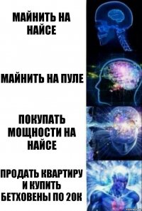 Майнить на Найсе Майнить на пуле Покупать мощности на Найсе Продать квартиру и купить бетховены по 20к