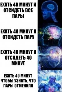 Ехать 40 минут и отсидеть все пары Ехать 40 минут и отсидеть пару Ехать 40 минут и отсидеть 40 минут Ехать 40 минут чтобы узнать, что пары отменили