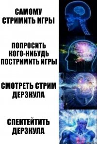 Самому стримить игры Попросить кого-нибудь постримить игры Смотреть стрим Дерзкула СПЕКТЕЙТИТЬ ДЕРЗКУЛА