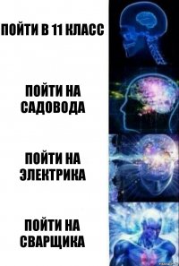 Пойти в 11 класс Пойти на садовода Пойти на электрика Пойти на сварщика