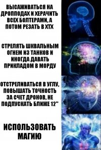 Высаживаться на дропподах и херачить всех болтерами, а потом резать в хтх Стрелять шквальным огнем из танков и иногда давать прикладом в морду Отстреливаться в углу, повышать точность за счет дронов, не подпускать ближе 12" Использовать магию