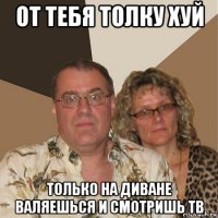 от тебя толку хуй только на диване валяешься и смотришь тв