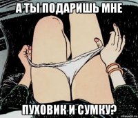 а ты подаришь мне пуховик и сумку?