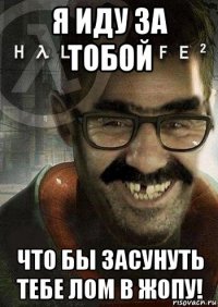 я иду за тобой что бы засунуть тебе лом в жопу!