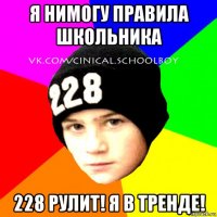 я нимогу правила школьника 228 рулит! я в тренде!