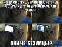 когда смотришь на людей, которые выбрали другое другое кафе, а не "дамаск. " они че, безумцы?