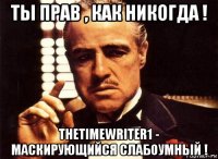 ты прав , как никогда ! thetimewriter1 - маскирующийся слабоумный !