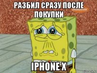 разбил сразу после покупки iphone x