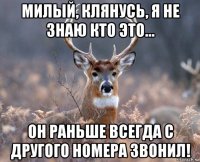 милый, клянусь, я не знаю кто это... он раньше всегда с другого номера звонил!