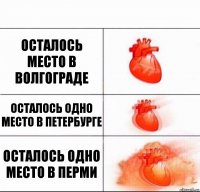 Осталось место в Волгограде Осталось одно место в Петербурге Осталось одно место в перми