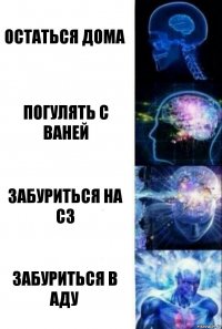 Остаться дома Погулять с Ваней Забуриться на СЗ Забуриться в аду