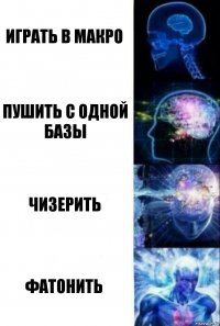 Играть в макро пушить с одной базы Чизерить фатонить