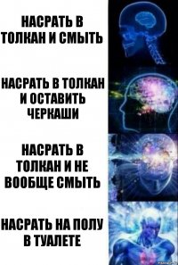 Насрать в толкан и смыть Насрать в толкан и оставить черкаши Насрать в толкан и не вообще смыть Насрать на полу в туалете