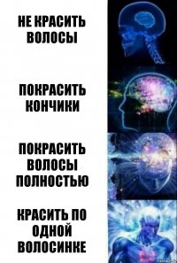 Не красить волосы Покрасить кончики Покрасить волосы полностью Красить по одной волосинке