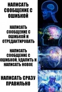 написать сообщение с ошибкой написать сообщение с ошибкой и отредактировать написать сообщение с ошибкой, удалить и написать новое написать сразу правильно