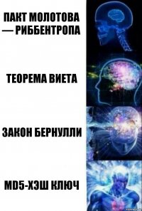 Пакт Молотова — Риббентропа Теорема Виета Закон Бернулли MD5-хэш ключ