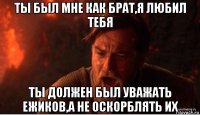 ты был мне как брат,я любил тебя ты должен был уважать ежиков,а не оскорблять их