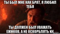 ты был мне как брат, я любил тебя ты должен был уважать ежиков, а не оскорблять их