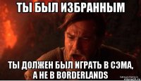 ты был избранным ты должен был играть в сэма, а не в borderlands