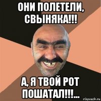 они полетели, свыняка!!! а, я твой рот пошатал!!!...