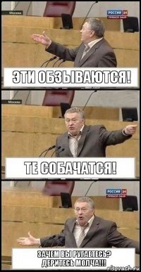 Эти обзываются! те собачатся! Зачем вы ругаетесь?
Деритесь молча!!!