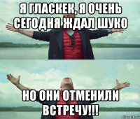 я гласкек, я очень сегодня ждал шуко но они отменили встречу!!!