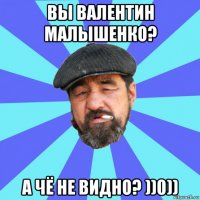 вы валентин малышенко? а чё не видно? ))0))