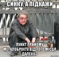 синку, а підкажи пункт прийому металобрухту від того місця далеко?