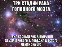 три стадии рака головного мозга 1. бил каскадёров 2. вырубил двухметрового 3. победил шестого чемпиона ufc