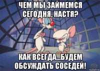 чем мы займемся сегодня, настя? как всегда...будем обсуждать соседей!