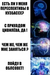 Есть ли у меня переспективы в Кузбассе? С приходом Цивилёва, да ! Чем же, чем же мне заняться ? Пойду в облсовет!