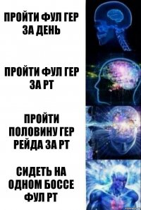 Пройти фул гер за день Пройти фул гер за рт Пройти половину гер рейда за рт Сидеть на одном боссе фул рт