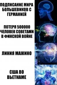 Подписание мира большевиков с Германией Потеря 500000 человек советами в финской войне Линия Мажино США во Вьетнаме